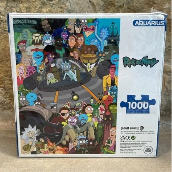 NEW SEALED Rick and Morty with friends 1000 Piece Puzzle Aquarius 63-297 - Picture 2 of 8
